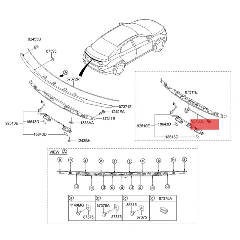 Câmera de visão traseira do carro para Hyundai Mistra, 95760-B3700, assistência de estacionamento reversa, câmera de backup traseira, 2017-2019