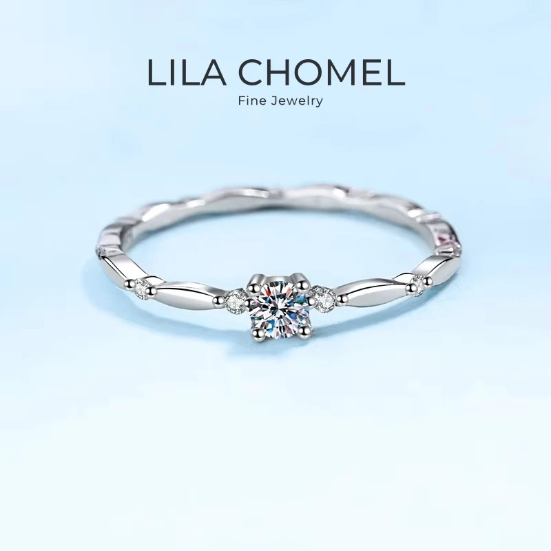 

Engagement Platinum PT950 Rings Women Wedding Band 0.1CT Moissanite Diamond Girl Valentine's Day Daughter Birthday Gift Jewelry