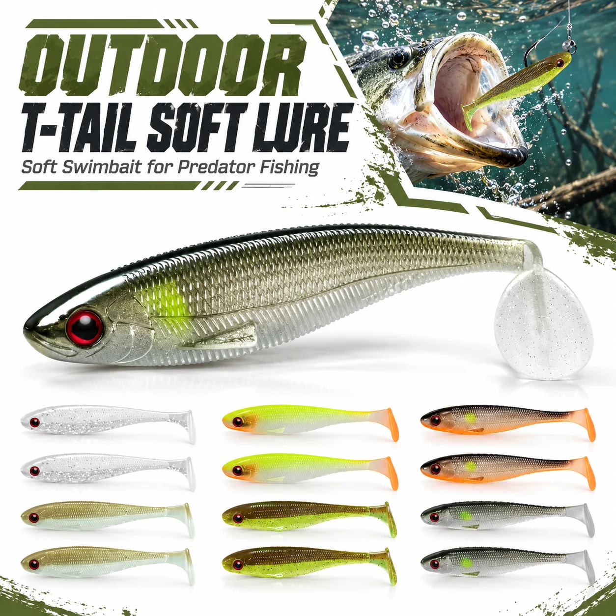 Fishing Lure Soft Plastic - Señuelo de pesca suave con cola