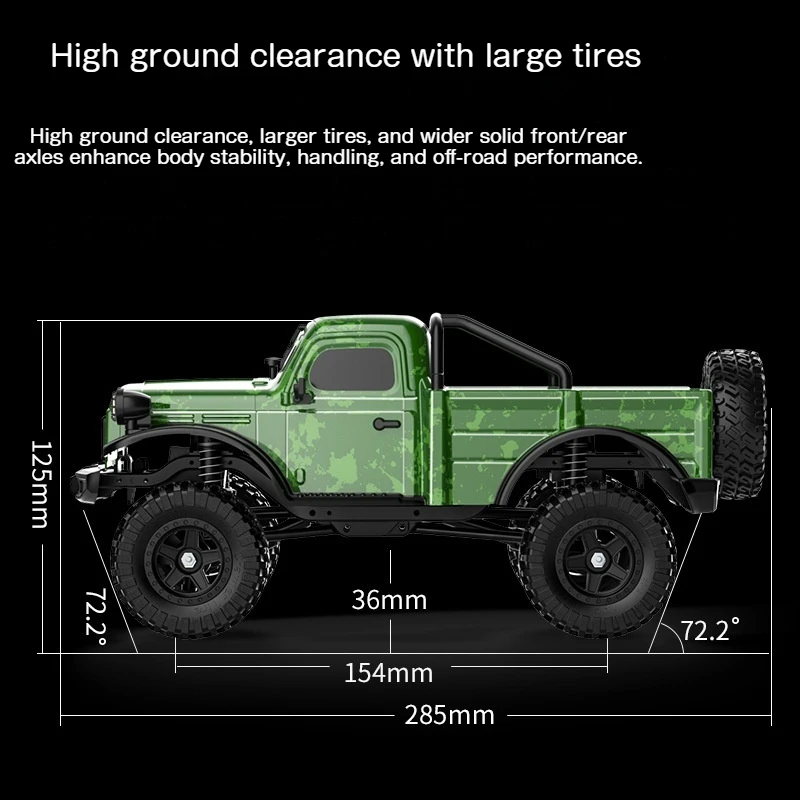 JJRC 新型シミュレーションフルスケールRCモデルおもちゃ 男の子向け - LEDライト搭載 4WD 高速衝撃吸収オフロードピックアップトラック