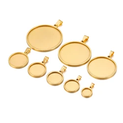 5 Pcs Stainless Steel Blank Medal Pendant Base Settings Cabochon Charms Connectors Findings Supplies for DIY Jewelry Making