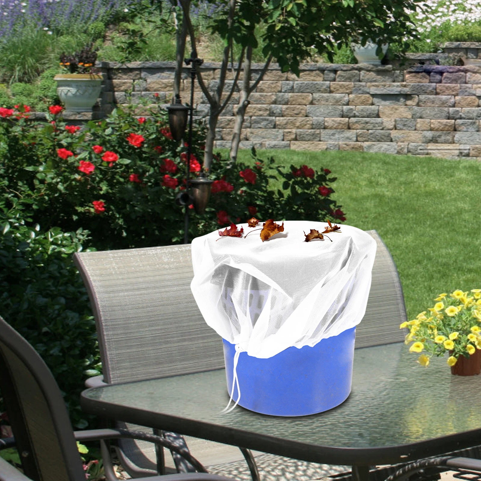 

Rain 80cm Diameter Black Net Water Bucket Outdoor Insect Proof Leaf Guard Rainwater Supplies Mesh Cover