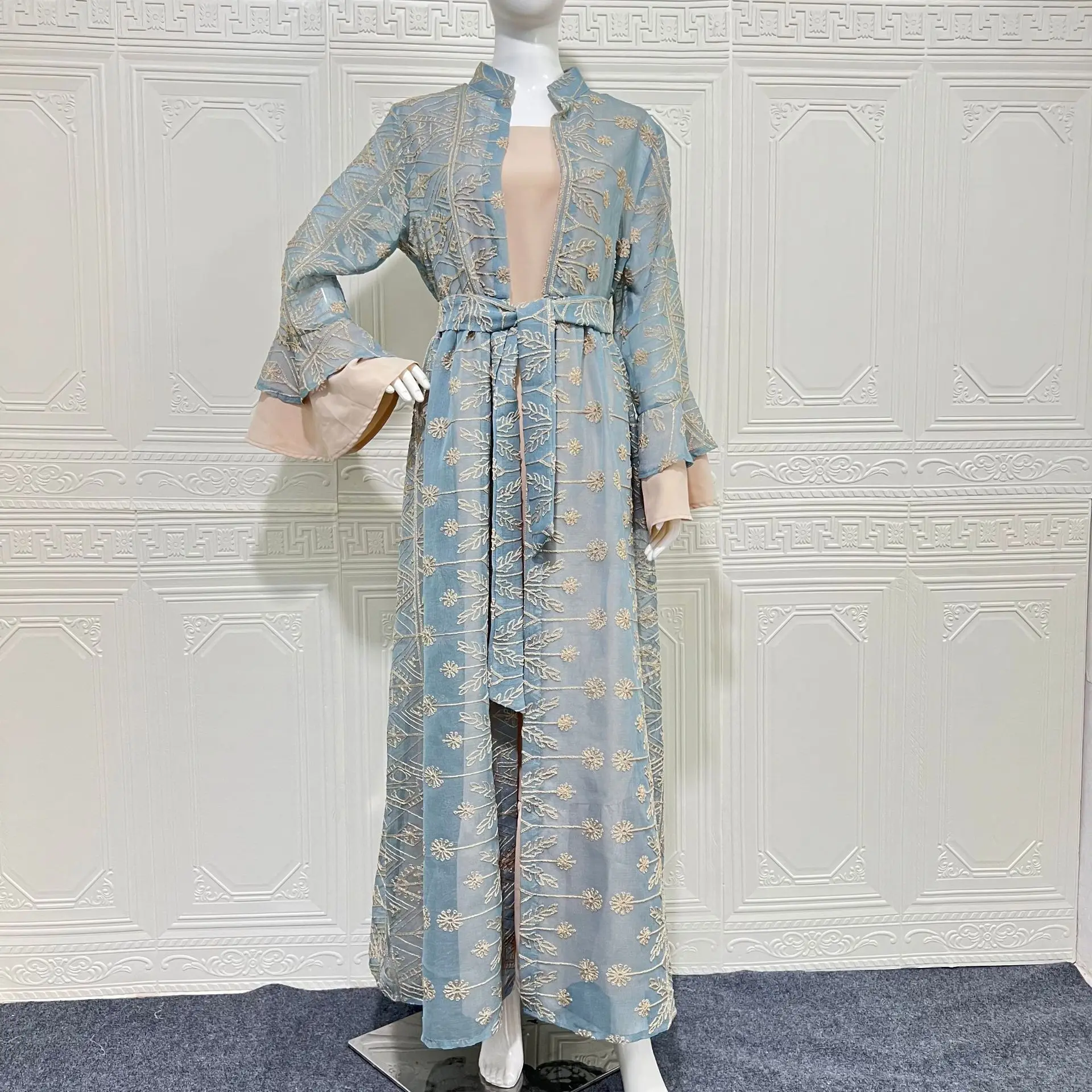 

Последняя скромная элегантная мусульманская мода Opne Abaya Высокое качество мусульманская исламская одежда с длинным рукавом платья Абая кафтан для ИД
