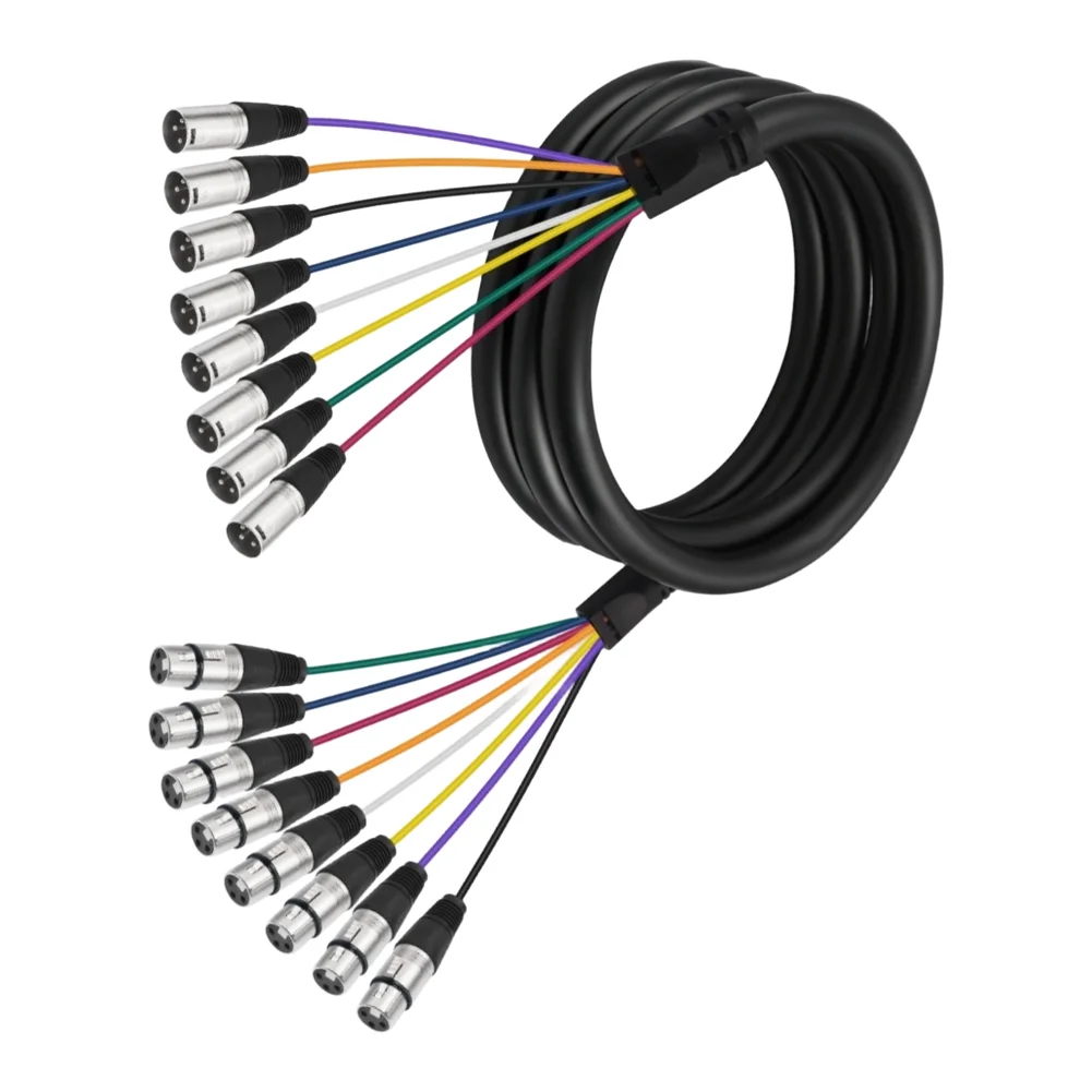 10Ft 4-Channel XLR Male-to-Female Audio Snake Cable For Studios Color-Coded Professional Audio Extension Cable For Stage
