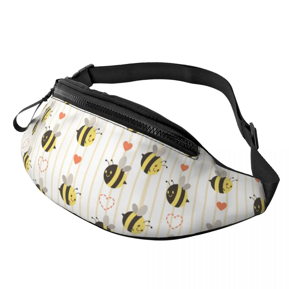 Custom Casual Cartoon Bees Fanny Pack Women Men Crossbody Waist Bag for Camping Biking Phone Money Pouch