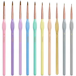 Yutiars 10PCS Micro Fine Detail Paint Brush Set Macaron Pastel Small Miniature Fine Tip Detail Brush for Acrylic Oil Watercolor