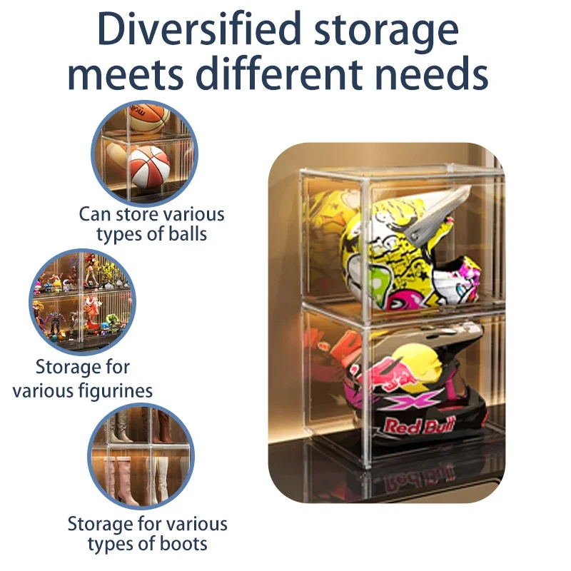 Transparent Display Box Motorcycle Helmet Display Cabinet Dust-proof Collection Storage Box for Lego Model Figure Cabinet Toy