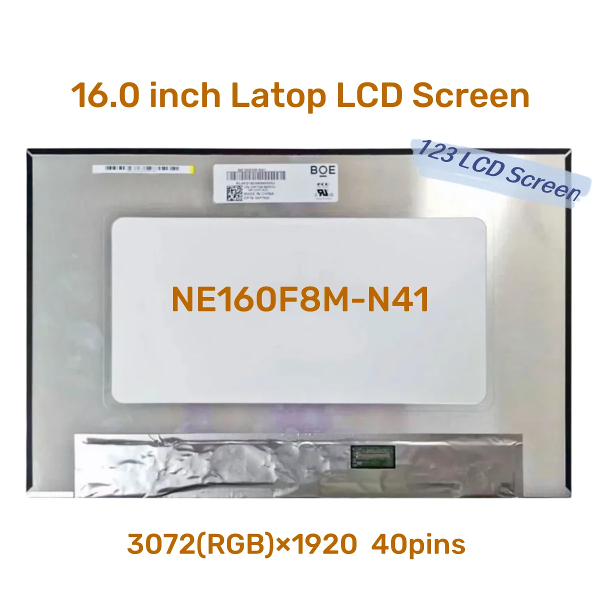 

16 Inch Slim 40 Pin Screen For Dell Inspiron 16 7610 5625 NE160F8M-N41 NE160F8M-N42 B160QAN01.0 3072*1920 3K IPS Panel