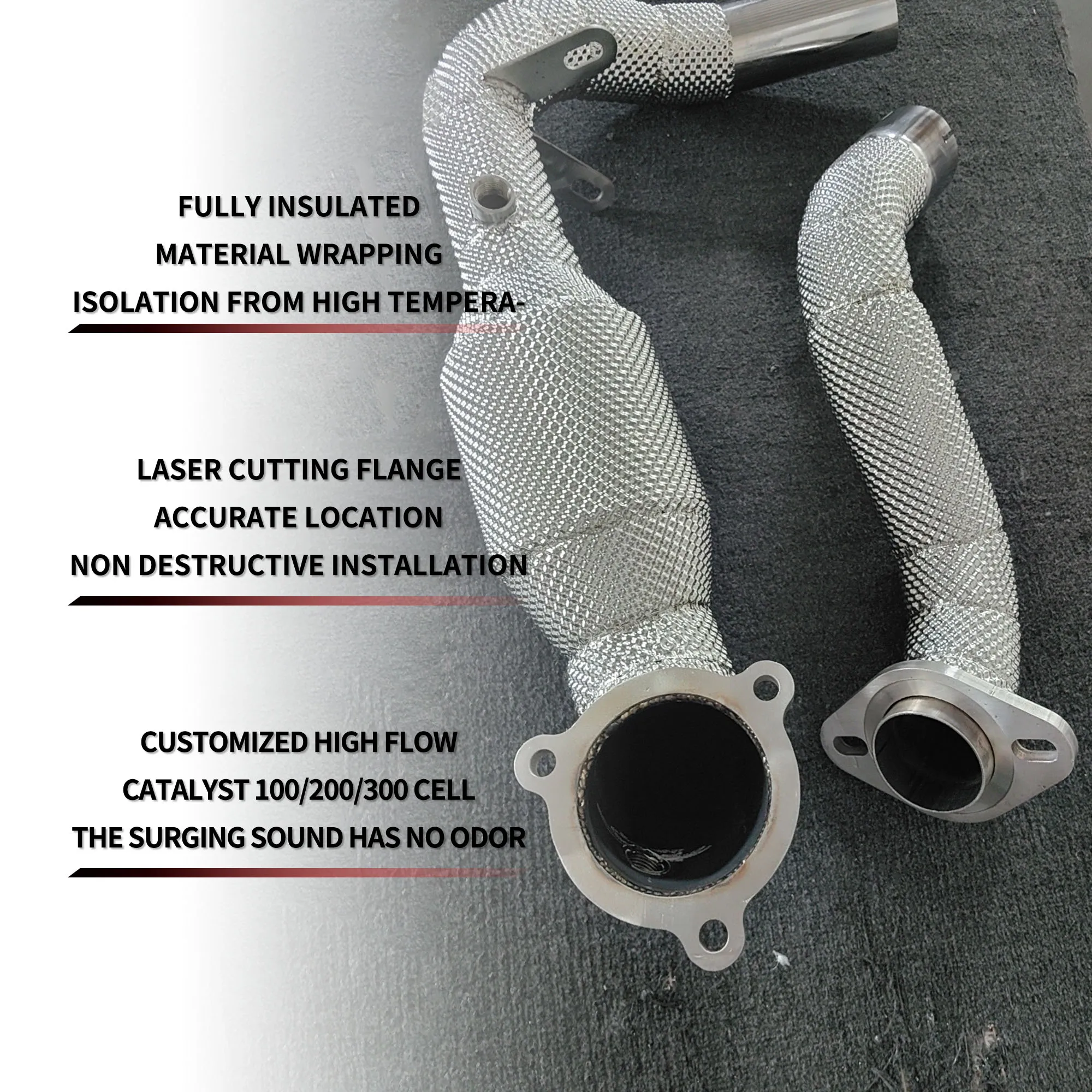 HEO Performance For Mercedes Benz A35 W177 2.0T downpipe with insulation car exhaust pipe high flow exhaust