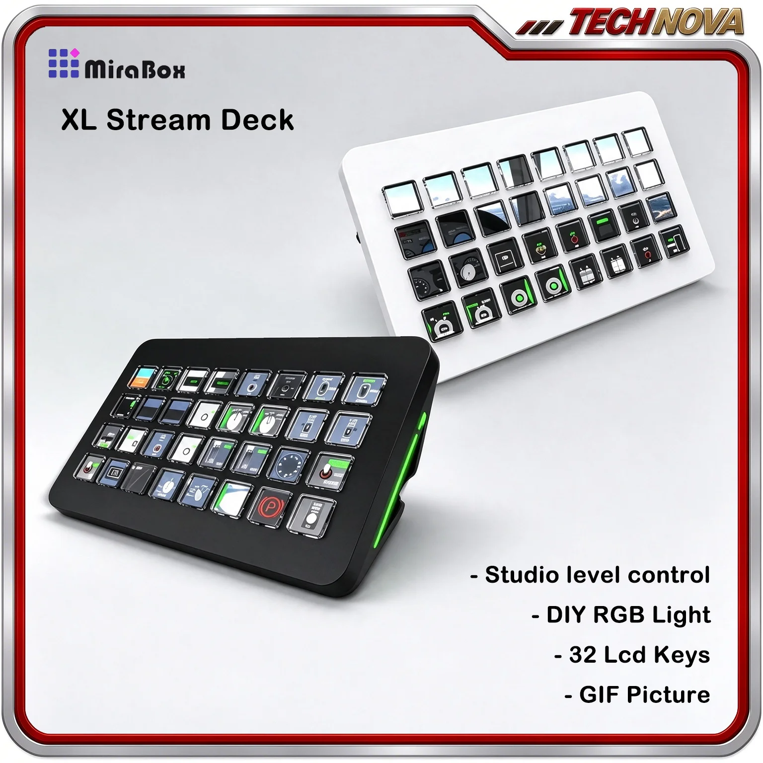Mirabox XL 32 Key keyboard Stream Dock Controller keyboards Programmable LCD Visual for Windows macOS OBS Twitch YouTube Content