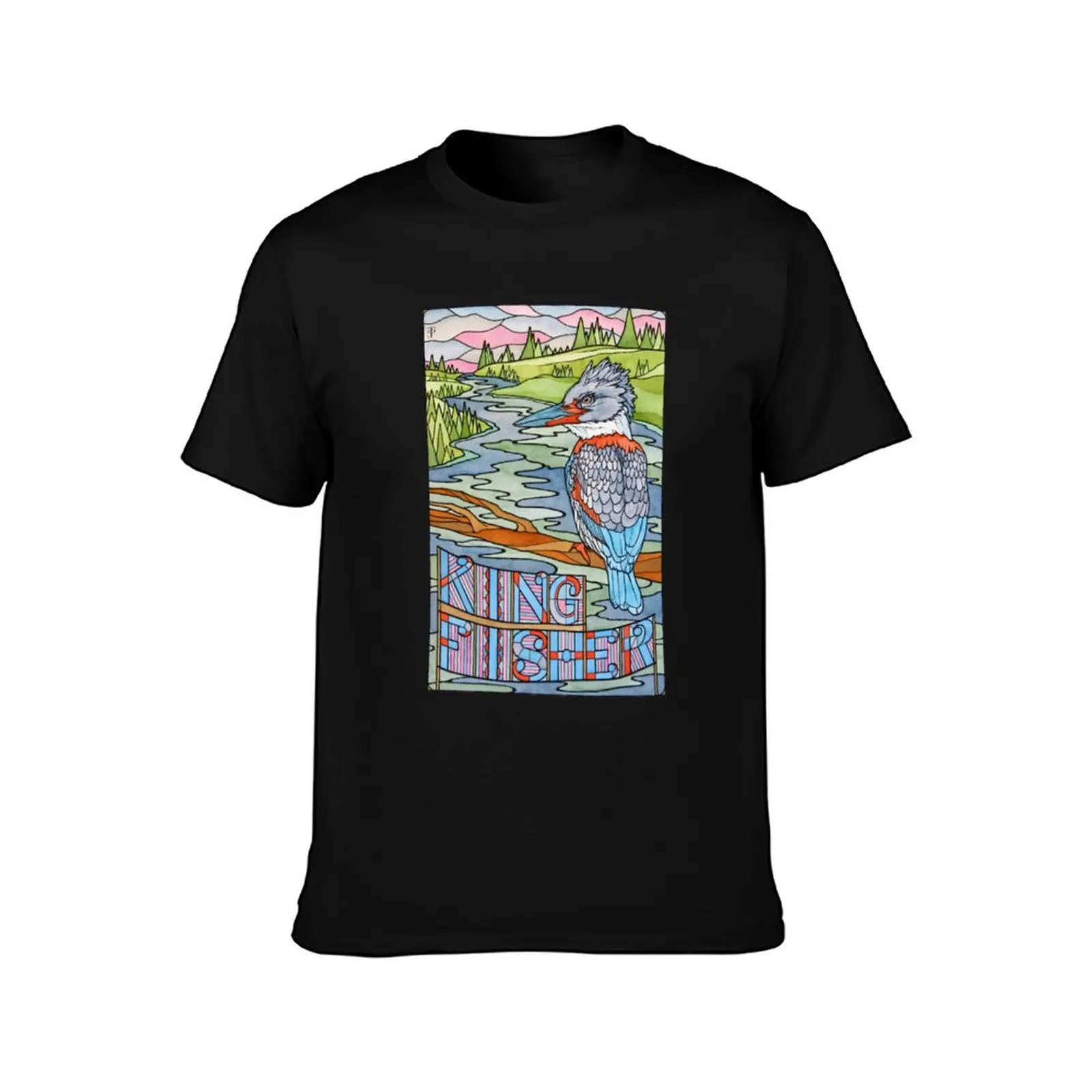 Kingfisher T-Shirt Summer Casual Cotton Tee Oversized Streetwear Tops Vintage Graphic Print Loose Fit Short Sleeve