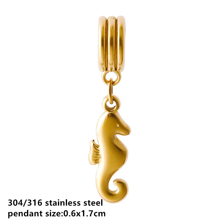 Goldfarbener kleiner Tieranhänger Ente Katze Taube Pferd Edelstahl Armband Armreif Anhänger für Schmuckherstellung handgemachte Dekoration – Detail 19