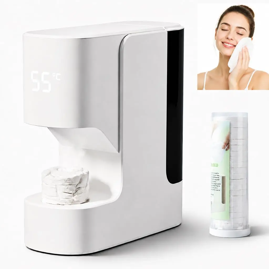 5s Fast Hot Wet Towel Warmer Dispenser 55°C Constant Temp for Salon Spa Auto Release Disposable Towel Heater with 1 Roll Towel