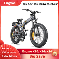 Engwe X20/X24/X26 Electric Bike Dual Motor 20/24/26 Inch Fat Tires Triple Suspension Foldable E-bike Hydraulic Disc Brakes