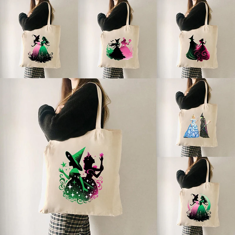 Wicked The Musical Canvas Shopping Bag Glinda Elphaba Inspired Musical Lover Gifts Shoulder Bag Musical Theater Fans Gift Totes