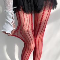 Stockings Stripe Floral Pattern Fishnet Tights JK Bow Lolita Women's Sexy Thin New Pantyhose Black Breathable Fishnet Stockings