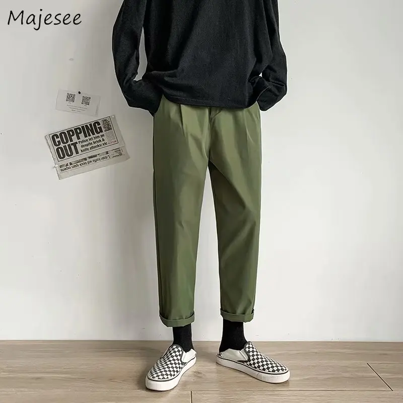 

Casual Pants Men Solid Simple Fashion Ankle-length Design 5 Color Korean Style Popular Tops College All-match Spring New Retro