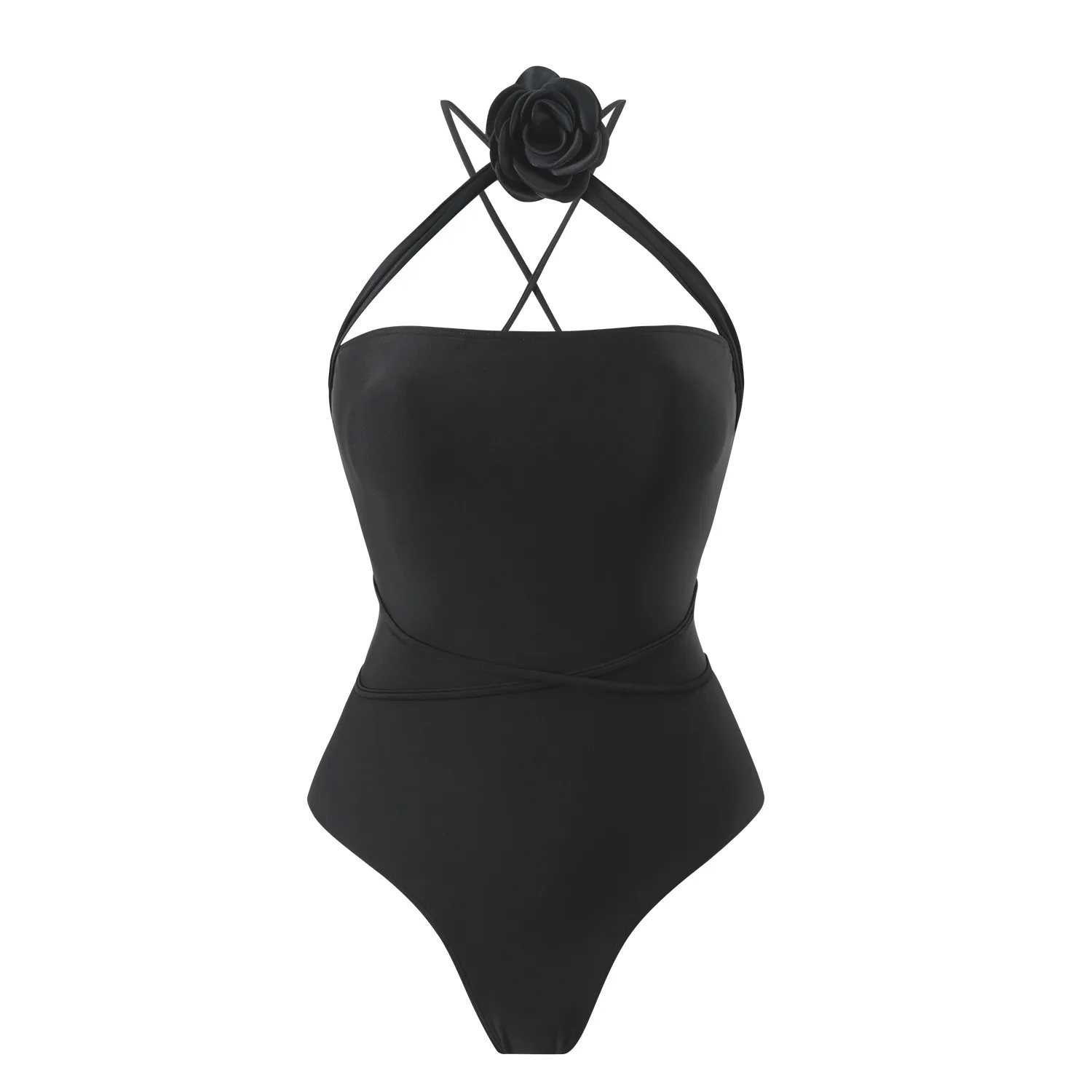 เซ็กซี่ 3D ดอกไม้เข็มขัด Bandeau ผู้หญิงชุดว่ายน้ํา One Piece ชุดว่ายน้ําหญิงสูงตัดขา Monokini Bather ชุดว่ายน้ําว่ายน้ํา