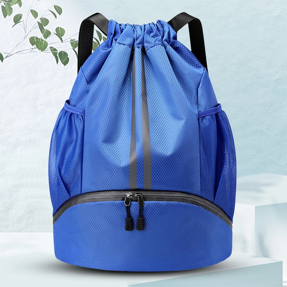 Bolsa de basquete com cordão e compartimento para sapatos, bolsa para esportes ao ar livre, separação seca e molhada, mochila para caminhadas e escalada para homens e mulheres