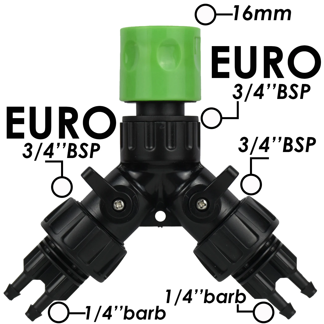 KESLA System nawadniania kropelkowego złącze adaptera kranu 2-drożny 4-drożny Splitter EURO USA 3/4 \'\'do 1/4\'\' rura do węża podlewanie ogrodu