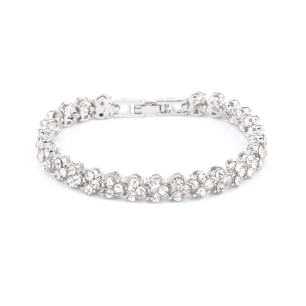 Luxury Roman Crystal Geometric Chain Bracelets for Women Trendy 2024 Goth Full Rhinestone Charm Bangles Wed Jewelry Accessories