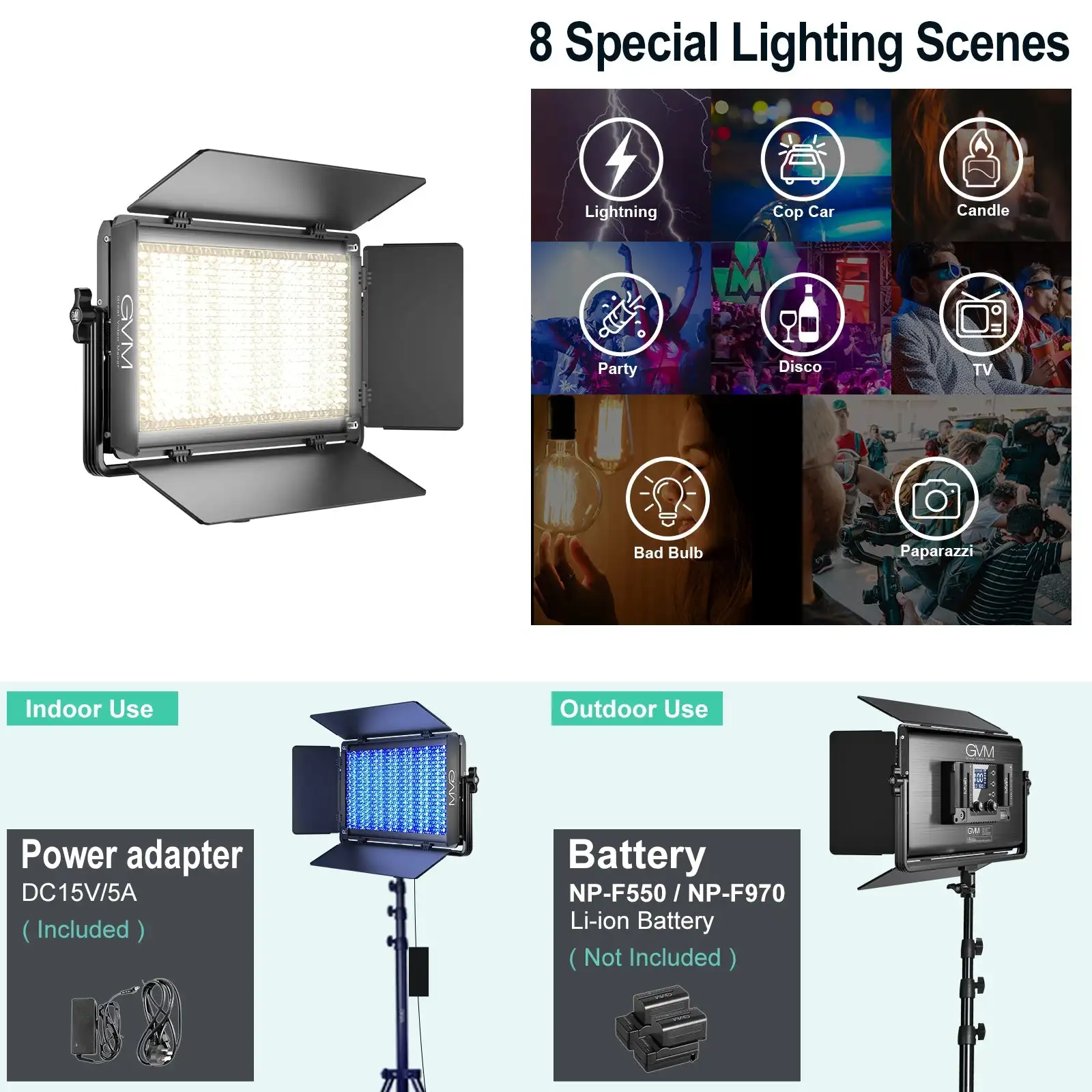 GVM RGB Series LED Video Light Photography Lighting Panel Light with APP Control for YouTube Studio