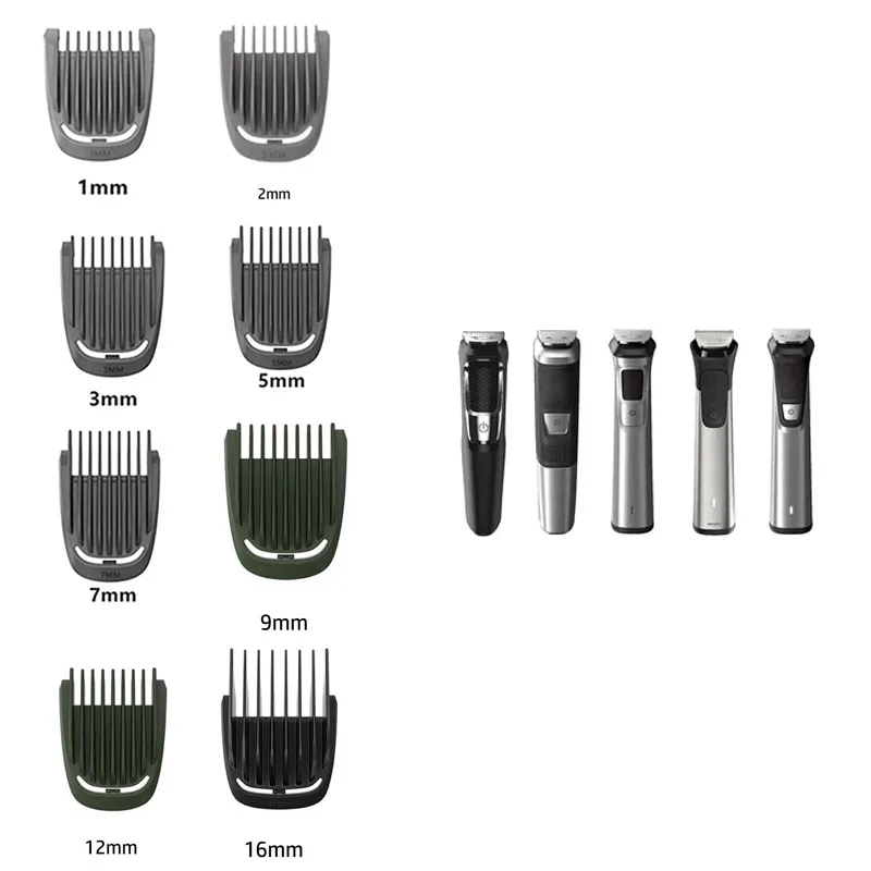 Направляющие расчески 1/3/5/7/9/12/16 мм для триммера Philips Multigroom MG7710, MG7715, MG7720, MG7730, MG7735, MG7745, MG7750, MG7770
