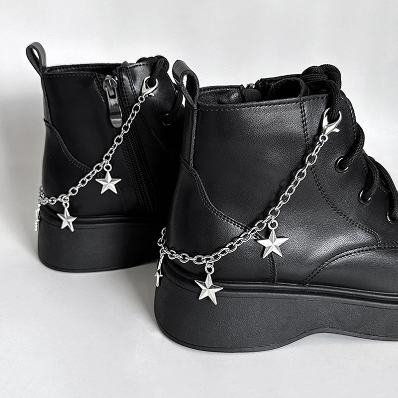 1Pc Pearl Star Pendant Shoes Chain Martin Boots Shoes Buckles Decoration Metal Shoe Chain Charms Y2K Shoe Accessories