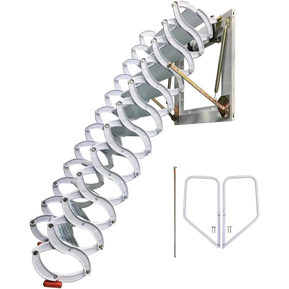 

Attic Loft Ladder Stairs Folding Ladder Attic Stairs Pull Down from Wall with Scissor Structure Wall Mounted Type for Home Refit