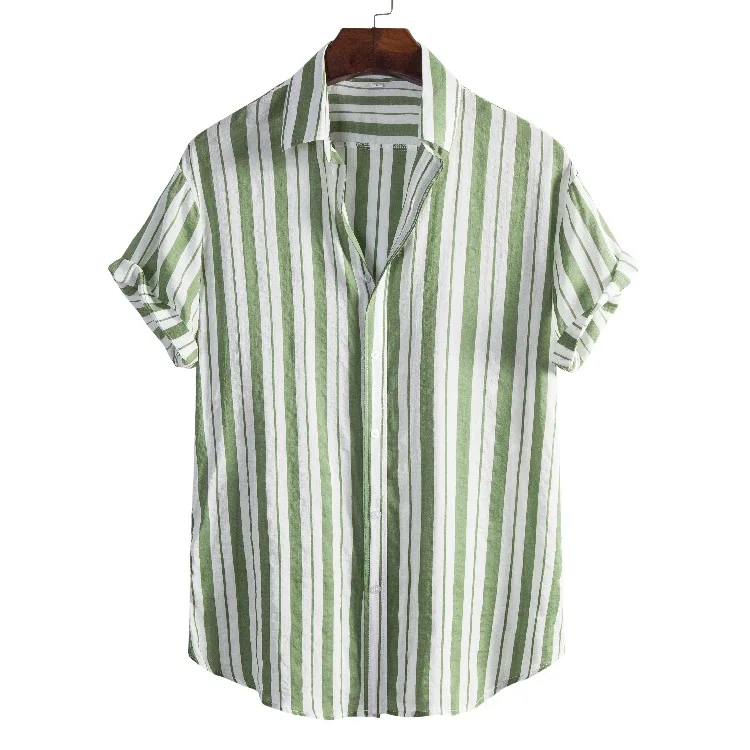 Men's Striped Shirt 3D Fashion Holiday Style Short Sleeve Oversized-Shirt Clothing Casual Beach Street Top Sweatshirt Party