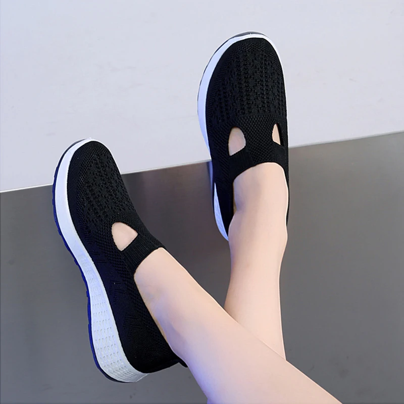 Summer Sneakers Women Casual Shoes Mesh Soft Loafers Bottom Walking Shoes Mom Light Comfortable Footwear Flat Women Shoes