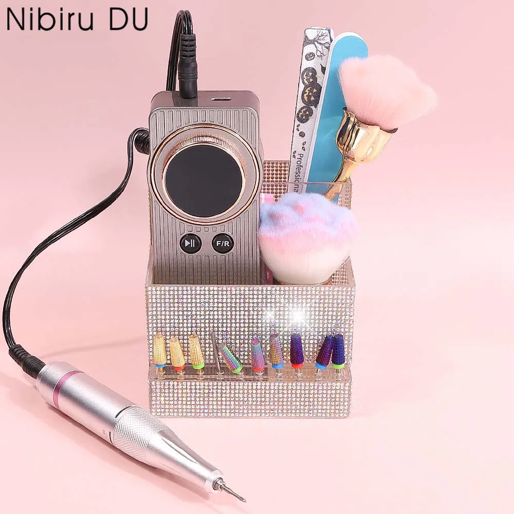 1PCS Nail Drill Machine Bit Organizer Diamond Nail Training Nail Art Polishing Grinding Drill Store Manicure Tool Display Box