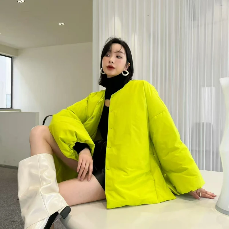 

The 2026 Autumn/Winter Fashion Bestsellers Feature A Petite High-end Design Casual Short Thin Fluorescent Green Cotton Outerwear