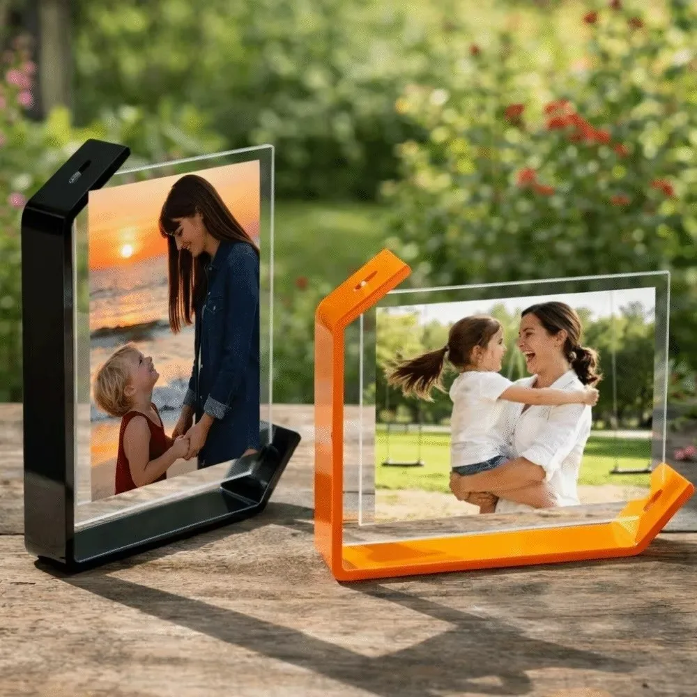 DIY 5 Inch Artwork Frame Transparent L-shaped Photo Frame Acrylic Decorative Poster Frame Tabletop Stand Gallery