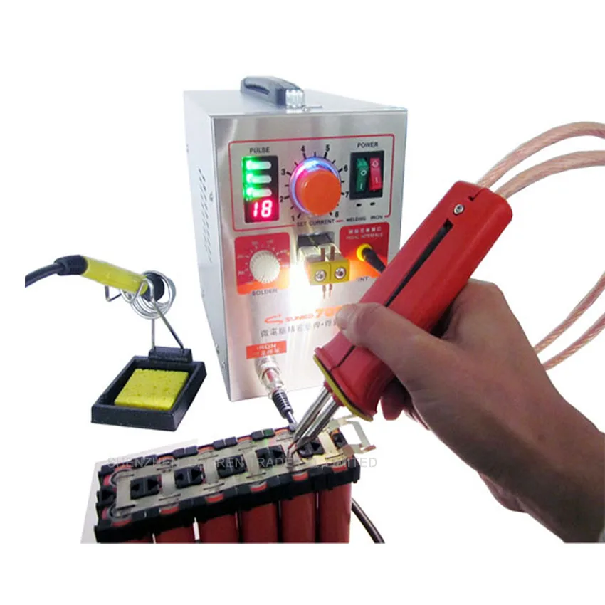 Sunkko 709AD 1.9KW High Power Spot Welder & Soldering Station with Welding Pen (71A)+50 pc 0.1*4*100mm Nickel sheet