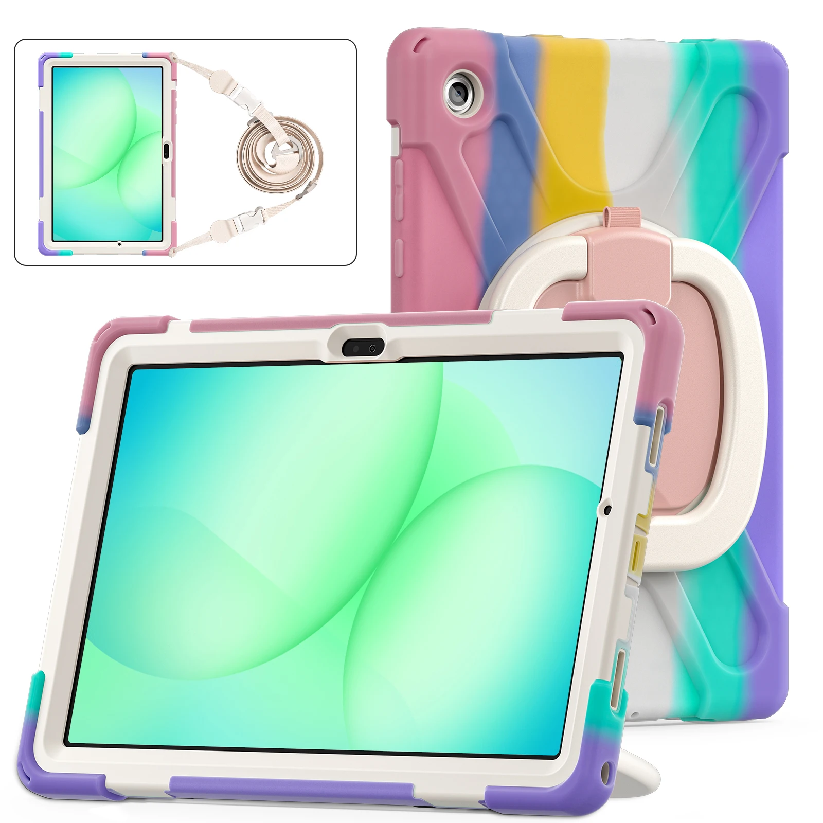 Rotating Case For Samsung Tab A11 A9 Plus SM-X230 236 X210 216 S6 Lite A8 X200 A7 T500 A 10.1 T510 T515 Stand Handle Grip Cover 