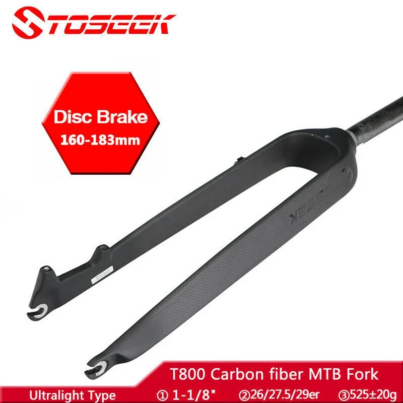 

TOSEEK 3K Carbon Fork Ultralight Road Bike Fork with Disc Brake 28.6mm (1-1/8") 26/27.5/29" Straight Carbon Fiber Forks Part