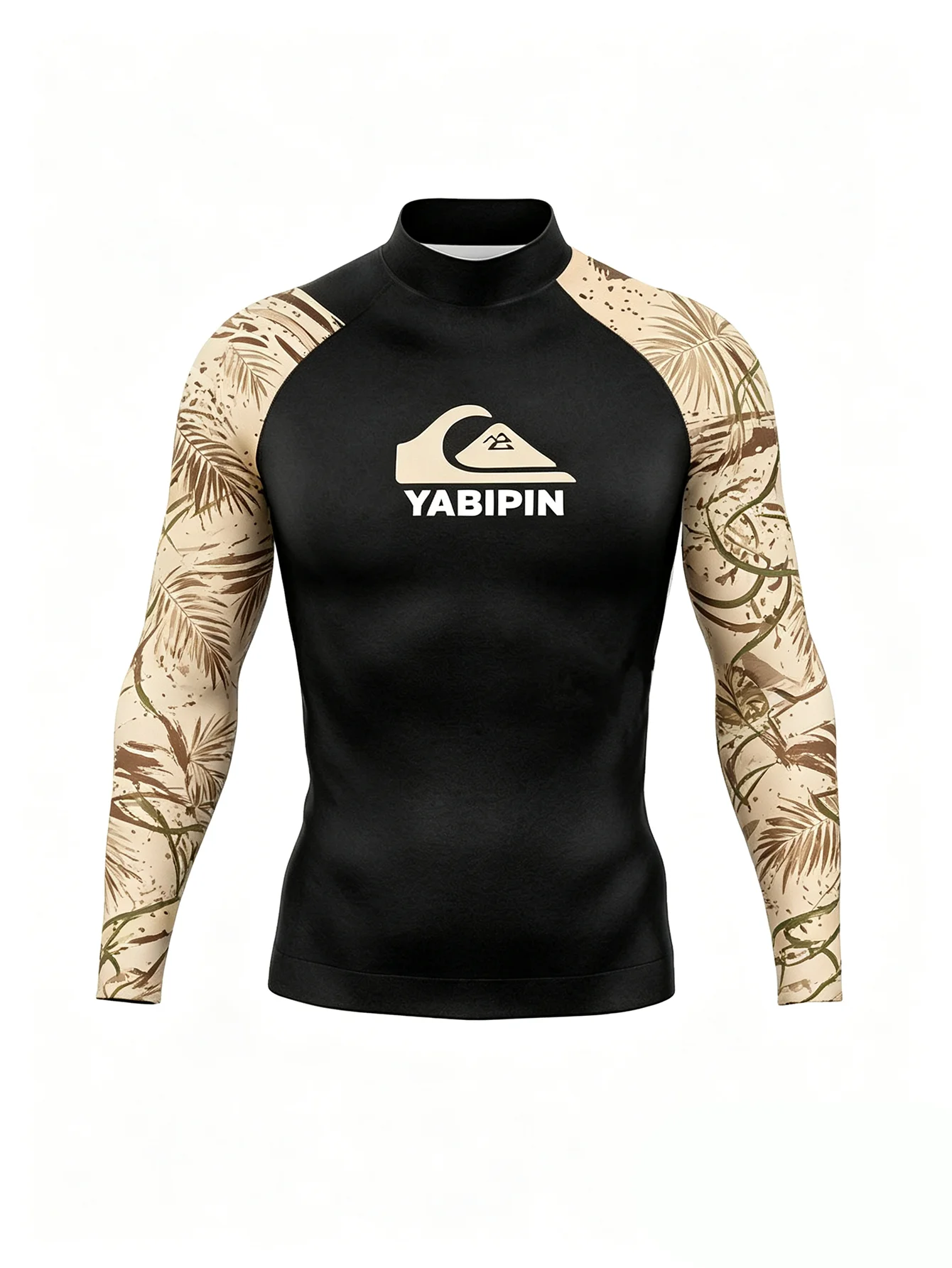All Weather Men’s Rash Guard Stand Collar Long Sleeve, Snug Fit Quick Dry for Fishing Water Sports