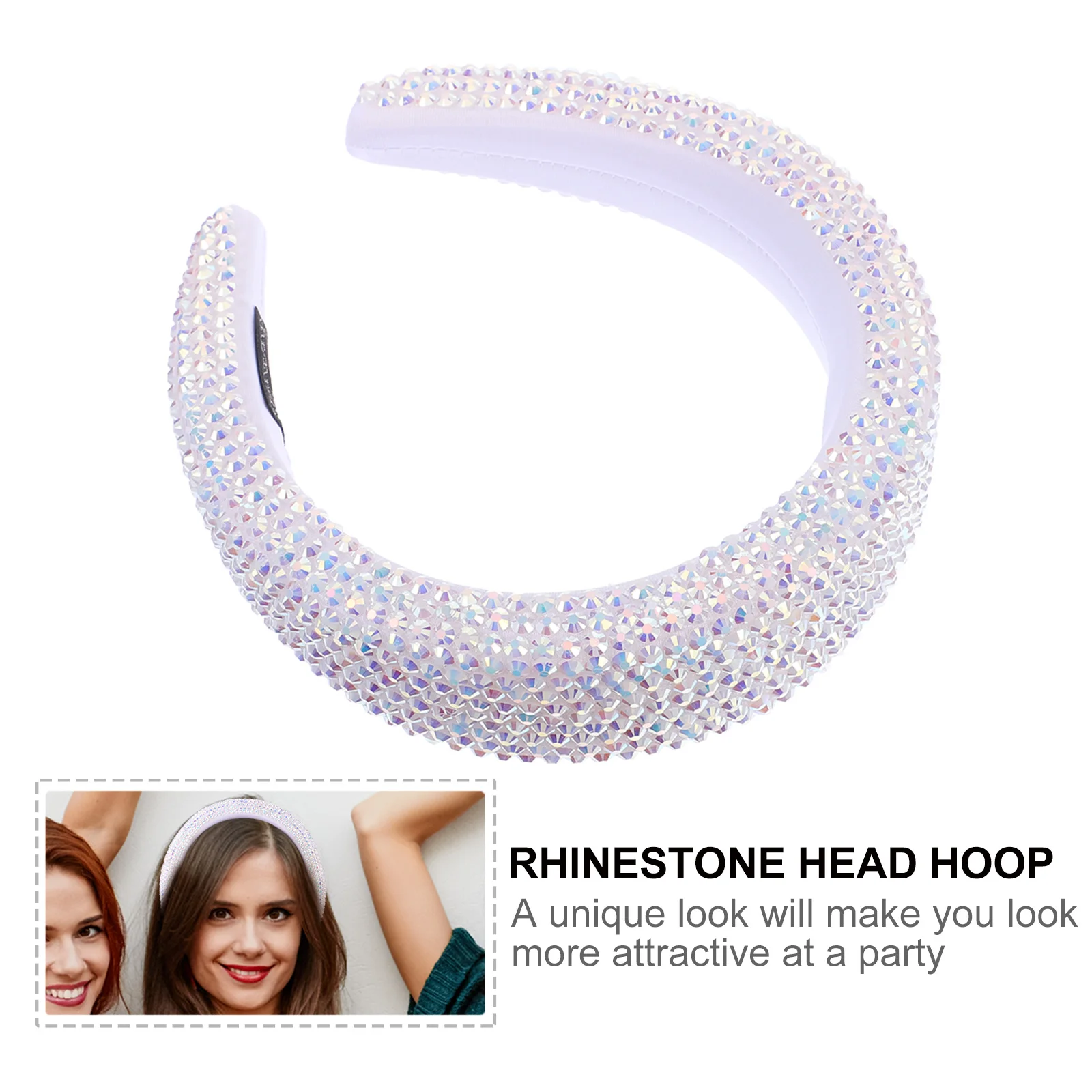 

Повязка для волос со стразами и широкой оправой, легкий головной убор с мягкой подкладкой и кристаллами для женщин, аксессуары для вечеринок, обруч на голову со стразами