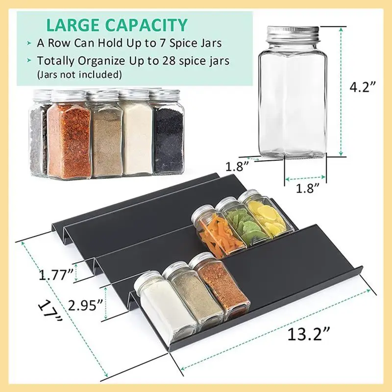 GOOD-4-Tier Drawer Spice Organizer Acrylic Spice Rack Tray Seasoning Bottle Storage Rack Kitchen Drawer Organizer