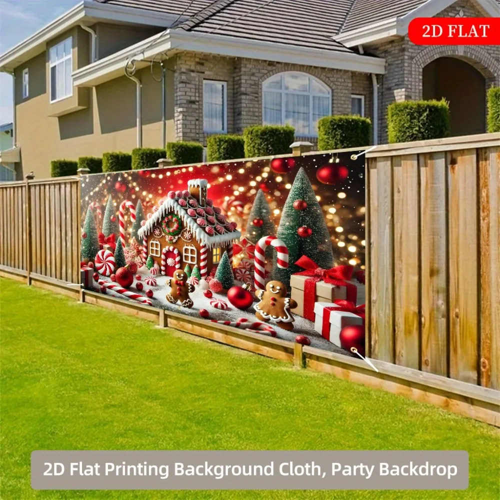 1pc supergrote peperkoekhuisachtergrond - feestdecoratie, binnen/buiten Kerstmis, bruiloft, verjaardag