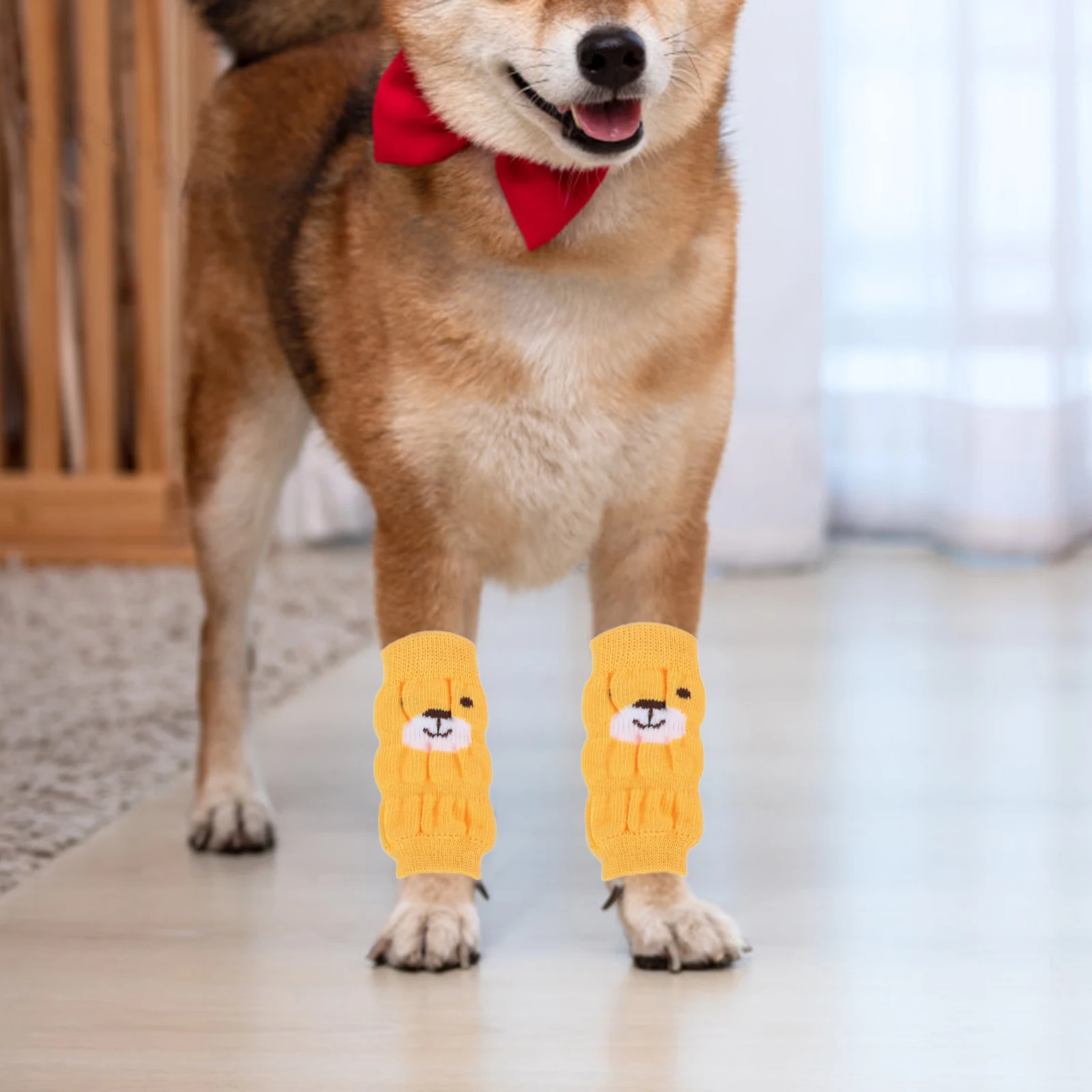 

4pcs Socks Warmers Small Dogs Cotton Protectors Anti-slip Puppy Leg Protector Skin-friendly Stylish Lovely Design Durable