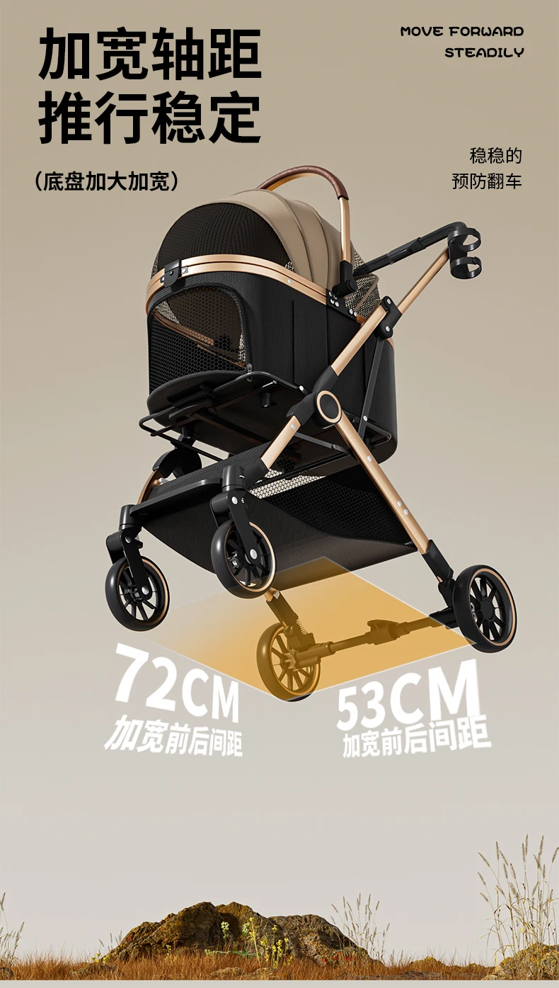 Pet 3-in-1 Portable Foldable Pet Strollers with Detachable Bag Small Medium Dogs Cats Up to 45 lbs Carts Basket Can Be Separated