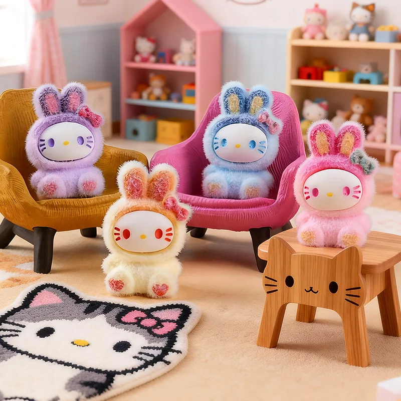 6pcs Anime Rainbow for HelloKitty Doll Creative DIY Resin Doll ornaments crafts high-end desk decorations For Christmas Gifts