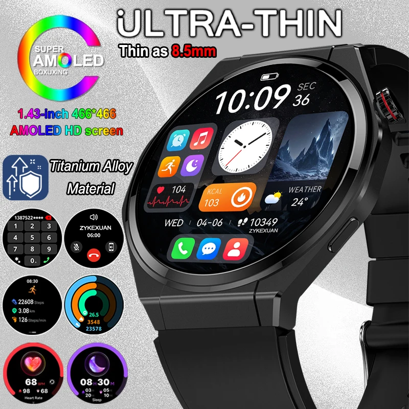 

2026 New Ultra Thin Sports Smart Watch Men AMOLED Always Show Time Heart Rate IP68 Waterproof GPS Track BT Call Smartwatch Woman