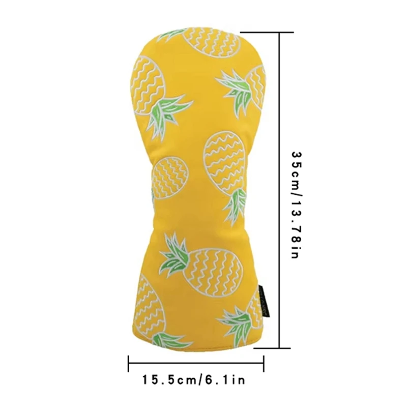 Golf Wood Cover PU Leather Cute Pineapple Pattern Golf Club Cover For Driver Fairway Hybrid Protector Wood Covers