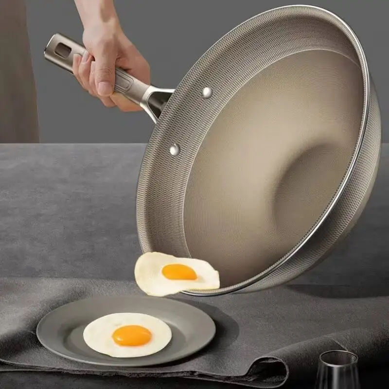 

Титановая сковорода вок из нержавеющей стали, кастрюля с антипригарным покрытием, домашняя кухонная посуда без покрытия, сковорода, индукционная газовая плита, специальная кастрюля