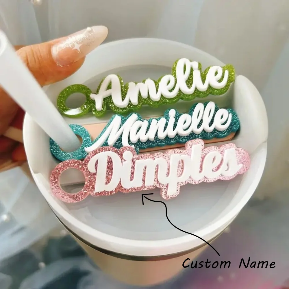 

Personalized Tumbler Name Tag Acrylic Custom Name for 30oz and 40oz Tumbler Name Tag Tumbler Name Plate Water Bottle Lid Topper