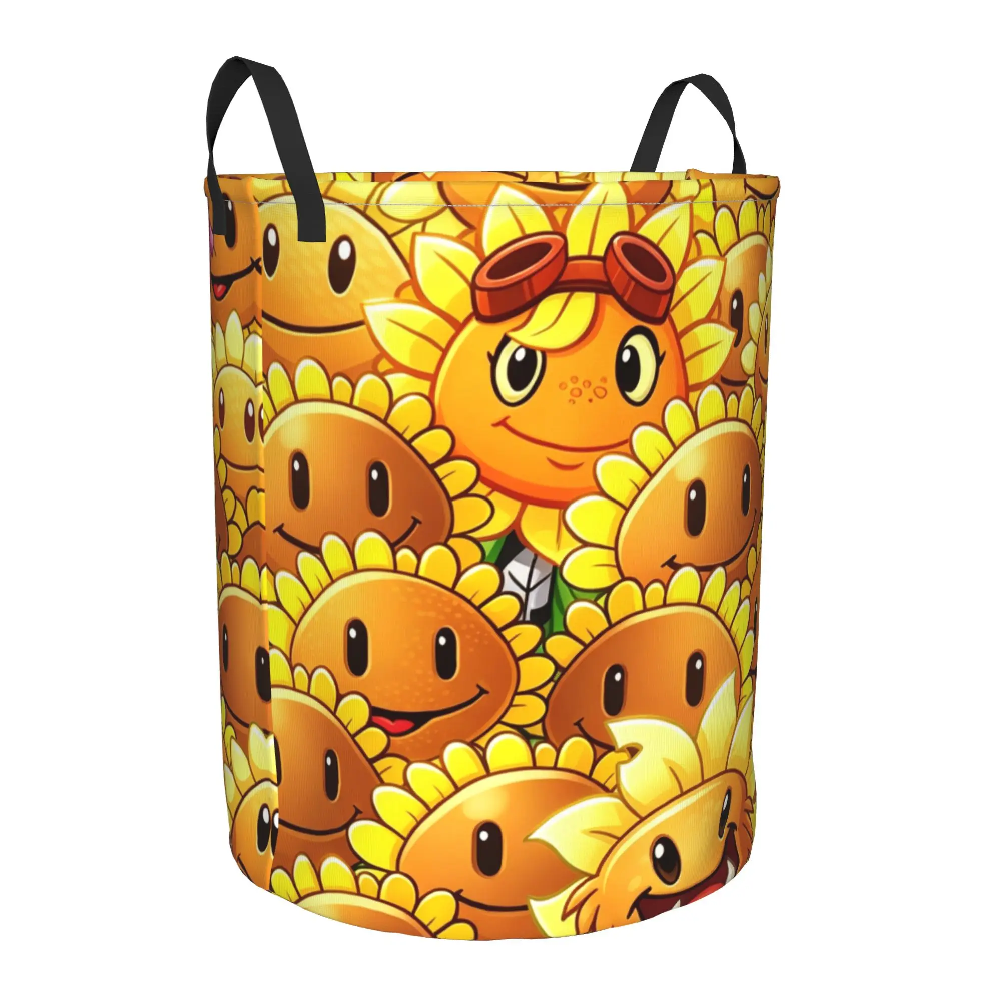 Custom P-Plantsed Vs. Zombiesed Laundry Basket Collapsible Large Clothing Storage Bin Sunflower Pattern Laundry Hamper