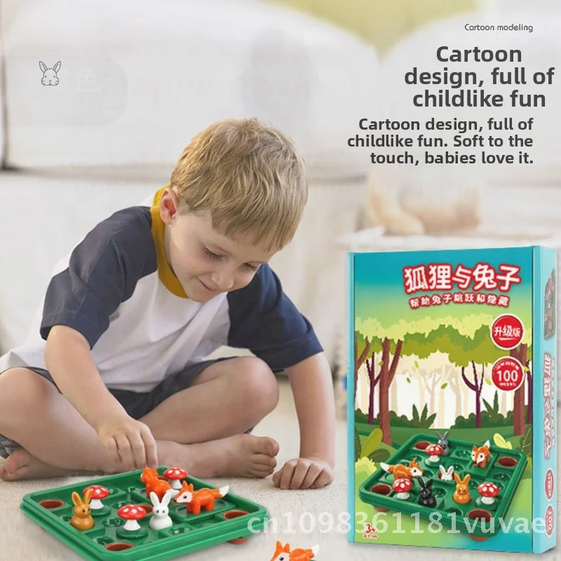 Juego de rompecabezas de educación temprana de zorro y conejo para niños, 100 desafíos de pensamiento lógico, juego de mesa de juguete educativo para niños